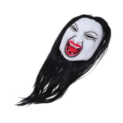 GALPADA Gruselige Frauengesicht Maske mit Langem Haar Realistische Halloween Horror Maske Passend für Kostümparty Bühnenauftritte und Maskerade Einfach zu Tragen und Detailreich GALPADA Gruselige Frauengesicht Maske mit Langem Haar Realistische Halloween Horror Maske Passend für Kostümparty Bühnenauftritte und Maskerade Einfach zu Tragen und Detailreich von GALPADA