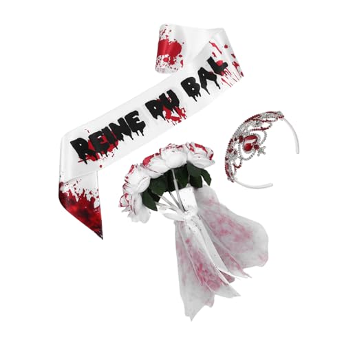GALPADA Gruseliger Zombie Vampir Blutiges Event Accessoire Cosplay Requisite – Stirnband Kostüm Blumenstrauß Krone Geisterbraut Accessoires Mit Halloween Kleid Tiara von GALPADA