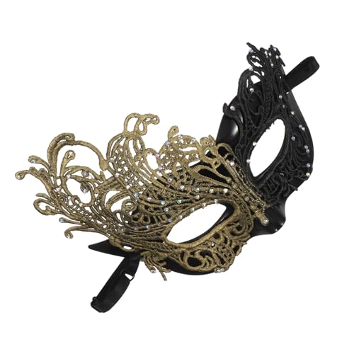 GALPADA Halbe Gesicht Maske Damen Spitzen Masquerade Maskerade mit Elastischem Band für Halloween Kostümparty Ball und Fotografie Requisite in Schwarz-gold GALPADA Halbe Gesicht Maske Damen Spitzen Masquerade Maskerade mit Elastischem Band für Halloween Kostümparty Ball und Fotografie Requisite in Schwarz-gold von GALPADA