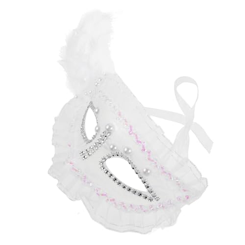 GALPADA Halbgesichts Spitzenmaske mit Fake Perlen und Seitlicher Wiederverwendbar Verstellbar für Damen für Halloween Karneval Maskenball und Kostümpartys GALPADA Halbgesichts Spitzenmaske mit Fake Perlen und Seitlicher Wiederverwendbar Verstellbar für Damen für Halloween Karneval Maskenball und Kostümpartys von GALPADA