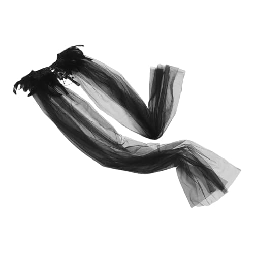 GALPADA Halloween Gothic Tüllcape mit Kapuze Schwarzer Umhang Vielseitiger Vampir Hexen-Cape für Halloween Hochzeits-schal für Braut Renaissance Zauberer Kostüm für Cosplay Bühne von GALPADA