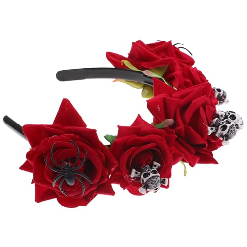 GALPADA Halloween Haarreif mit Rotem Rosen Schädel Design Gruseliges Festival Cosplay Stirnband für Halloween Kostüm Party Karneval und Dekorative Fotorequisiten GALPADA Halloween Haarreif mit Rotem Rosen Schädel Design Gruseliges Festival Cosplay Stirnband für Halloween Kostüm Party Karneval und Dekorative Fotorequisiten von GALPADA