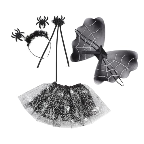 GALPADA Halloween Spinnenkostüm Set mit Netzrock Flügeln Haarreif und Zauberstab Bequemes Langlebiges Mädchen Kostüm für Party Karneval und Bühnenauftritte GALPADA Halloween Spinnenkostüm Set mit Netzrock Flügeln Haarreif und Zauberstab Bequemes Langlebiges Mädchen Kostüm für Party Karneval und Bühnenauftritte von GALPADA