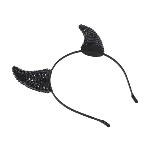 GALPADA Halloween- -Stirnband Teufelshornstirnband Hörner Stirnband Halloween Hörner Kopfbedeckung Teufel Kostüm Cosplay-Party-Kopfbedeckungen Strassstirnband Funkeln Plastik Schwarz von GALPADA