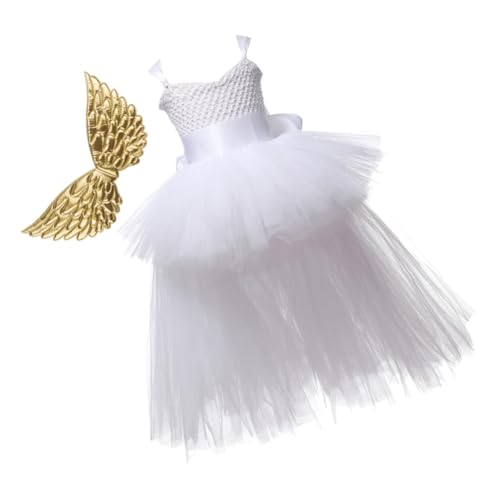 GALPADA Halloween-tutu-kleid Für Mädchen Feen-netz-tutu-kleid Flügel Jungen Und Mädchen Halloween-kostüme Weiß Größe 2 von GALPADA