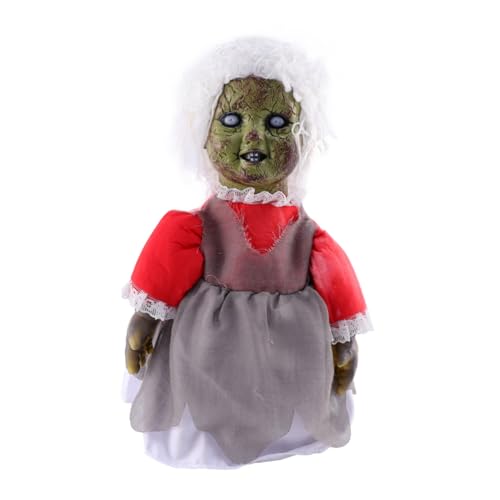 GALPADA Halloween Voice-aktivierte Induktionspuppe Gruselige Leuchtende Laufpuppe mit Schaurigem Sound Halloween Dekoration für Party und Spukhaus Batteriefrei Realistische Horror-deko von GALPADA