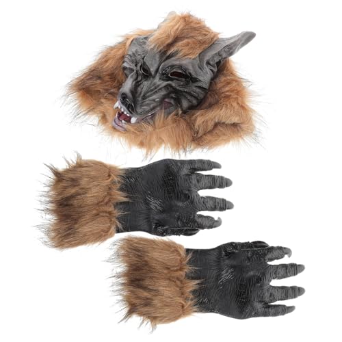 GALPADA Halloween Wolfskopfmaske mit Krallenhandschuhen Realistische Vinyl Werwolfmaske für Kostüm und Cosplay Party ein Maske Handschuhe Passend für Halloween Verkleidung von GALPADA