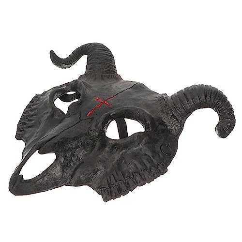 GALPADA Halloween-maske Tierförmige Masken Schafkopfmaske Ziegenhörner Halloween-schädelmaske Hirsch Maske Halloween Geführt Feiertagsparty-masken Schaf-schädel-maske Hundemaske Black Pu von GALPADA