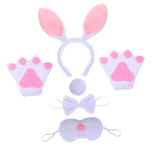 GALPADA Hasenohren Haarreif mit Schleife Nase und Weißen Handschuhen Kuschelige Bunny Kostüm Accessoires für Karneval Halloween Geburtstagsfeiern und Osterpartys GALPADA Hasenohren Haarreif mit Schleife Nase und Weißen Handschuhen Kuschelige Bunny Kostüm Accessoires für Karneval Halloween Geburtstagsfeiern und Osterpartys von GALPADA