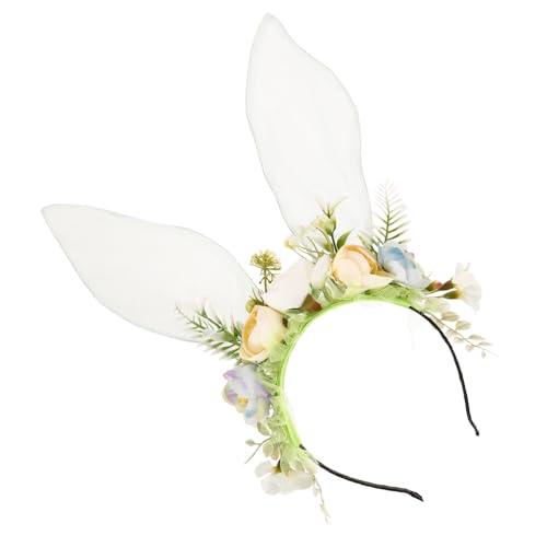 GALPADA Hasenohren Stirnband Ostern Hasenohren Haarband Blumenkopfschmuck Blumen Haarkrone Cosplay Kostümzubehör Für Kinder Und Erwachsene von GALPADA