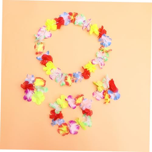 GALPADA Hawaiian Grasrock Set Grün mit Blumenhaarreif Armbändern und Halsgirlande für Luau Hula Strandparty Karneval Kostüm Zubehör von GALPADA