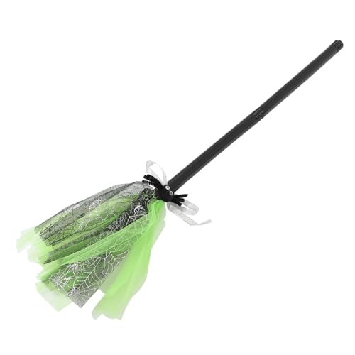 GALPADA Hexenbesen Cosplay Requisit Halloween Kostümzubehör Abnehmbar Silber-grün Robust Langlebig für Mädchen und Jungen von GALPADA