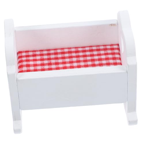 GALPADA Hölzerne Wiegenornamente Babypuppenwiege Winzige Spielzeugwiege Modellpuppenwiege Für Kleinkinder 1–3 Zubehörmöbel Kinderbett Puppenbett Kinderbett Puppenbett Babywiege von GALPADA