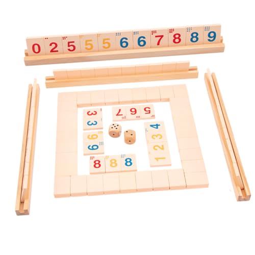 GALPADA Holz Brettspiel mit Zahlen und Würfeln Lernspielzeug für Partyspiel mit Rutschfestem Design Pädagogisch und Interaktiv für Familie und Kindergarten von GALPADA