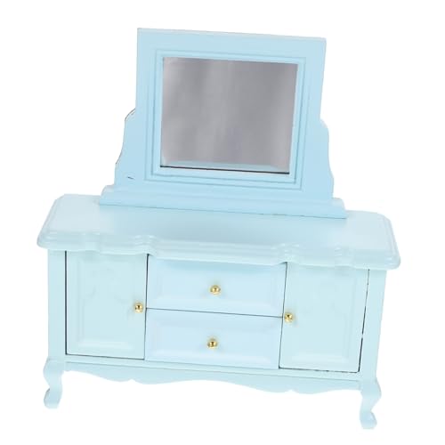 GALPADA Holz Modell Puppenhaus Dekoration Blau Kreatives Lebensnahes Miniaturmöbel als Puppenhaus Zubehör und Dekorativer Schreibtisch für Sammler und Foto-Requisiten von GALPADA