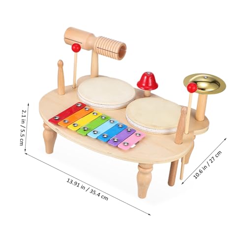 GALPADA Holz Percussion Musikinstrument mit Xylophon Tamburin Trommel Handgefertigt Sicher Vielseitig Pädagogisches Musikspielzeug für Frühförderung und Rhythmusspiel von GALPADA