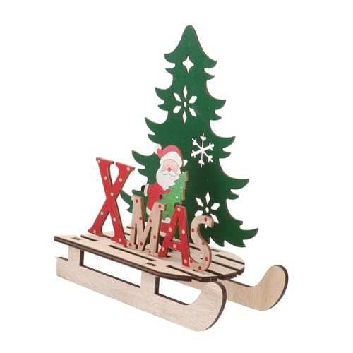 GALPADA Holz Puzzle Weihnachtsdeko Schneeflocken Schlitten Deko Weihnachtsdekoration für Tisch Party Grün DIY Kreatives Holzmodell von GALPADA