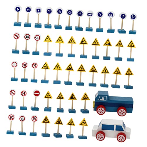 GALPADA Holz Verkehrszeichen Realistische Straßen und Warnschilder Pädagogisches Verkehrszeichen Modell für Vorschulkinder Kreatives Lernspielzeug zur Verkehrserziehung von GALPADA