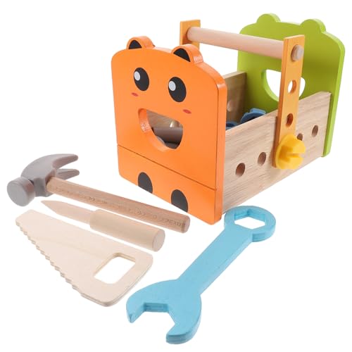 GALPADA Holz Werkzeugset mit Teiligem Werkzeugkasten Sicheres Lernspielzeug Kreativität und Hand Auge Koordination Pädagogisches für Kleinkinder und Vorschulkinder von GALPADA