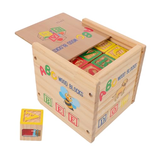 GALPADA Holz-bausteine Natürliche Holzstapelspielzeug ABC Großbuchstaben Zahlen Lernspielzeug Bunte Montessori Lernblöcke für Kleinkinder Vorschule von GALPADA