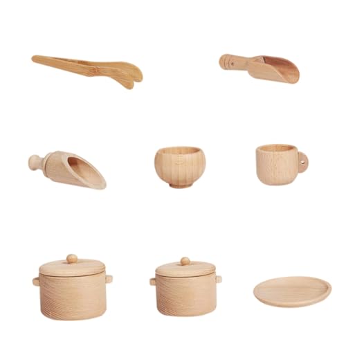 GALPADA Holz kinderküchen geschirrset Kindgerechtes aus Gesundem Holz Fördert Kreativität und Feinmotorik Langlebiges Glattes Design für Junge Mädchen und Kleinkinder von GALPADA