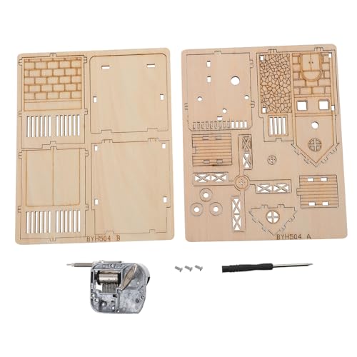 GALPADA Holz puzzlespiel mit Windmühlen musikbox Motorisch Betrieben Kreatives Lernspielzeug für Logik und Feinmotorik von GALPADA
