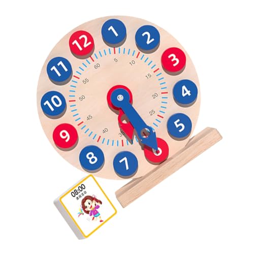 GALPADA Holzlern Uhr für Pädagogisches Lernspielzeug zur Farberkennung Robustes Natürliches Material Fördert Zeitbewusstsein und Mathematische Vorstellungskraft im Kindergartenalter von GALPADA
