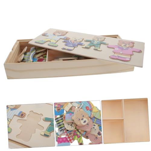 GALPADA Holzpuzzle Holzspielzeug Bär Tiermotiv Pädagogisches Lernspielzeug für Kreatives Anzieh Puzzle mit Buntem Design Hand Auge koordination und Kreativität von GALPADA