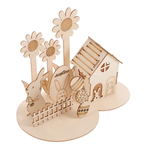 GALPADA Holzpuzzle Ostern DIY für Pädagogisches Lernspielzeug Sicheres Holzmaterial Glatte Kanten Eltern Junge Mädchen Interaktion Osterdekoration Hase und Ei von GALPADA