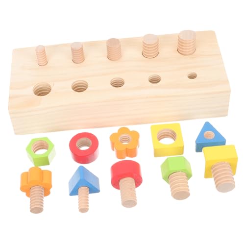 GALPADA Holzschrauben Spielset Bunt für Kleinkinder Kreatives Lernspielzeug zur Farb und Formerkennung Motorikförderndes Schraubspiel aus Glattem Holz Pädagogisches Schrauben für Frühe von GALPADA