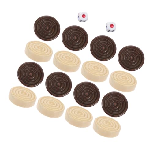 GALPADA Holzspielsteine Set für Brettspiele Runde Ersatzteile Spielfiguren aus Holz in Natur Dunkelbraun mit Würfeln für Strategische Spiele und Logiktraining von GALPADA