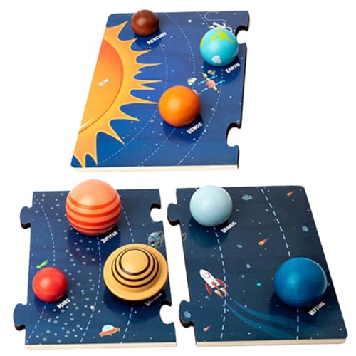 GALPADA Holzspielzeug Planetenspiel Montessori Vorschulspielzeug Pädagogisches Weltraum Puzzle Logisches Denkspiel für Kreativen und Motorischen Entwicklung von GALPADA