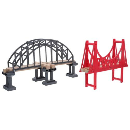 GALPADA Holzspielzeug Schienen Brücke Set Teiliges Zubehör für Modelleisenbahnen Grauer Kreuzbrücke mit Brückenpfeilern und Roter Hängebrücke Fördert Kreatives und Lernspaß GALPADA Holzspielzeug Schienen Brücke Set Teiliges Zubehör für Modelleisenbahnen Grauer Kreuzbrücke mit Brückenpfeilern und Roter Hängebrücke Fördert Kreatives und Lernspaß von GALPADA