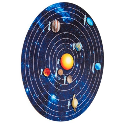 GALPADA Holzspielzeug Solar System Puzzle Planeten Lernspielzeug für Kleinkinder Pädagogisches Weltraumspielzeug Motorik Kognition und Hand Auge koordination Kindgerecht und Sicher von GALPADA
