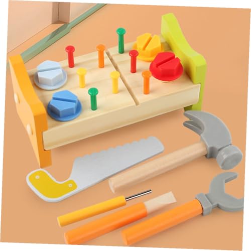 GALPADA Holzspielzeug Werkbank mit Hammer Lernspielzeug für Kleinkinder Ab Jahre Pädagogisches Steckspiel Motorik Koordination und Kreativität Buntes Pounding Peg von GALPADA