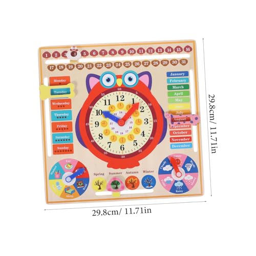 GALPADA Holzuhr Lernspielzeug mit Eulenmotiv Pädagogische Lernuhr für Farbige Zahlen und Erkennung Fördert Hand Auge Koordination und Kognitive Entwicklung Geeignet für Kindergarten und von GALPADA