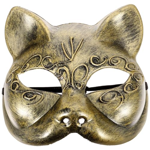 GALPADA Katzen-Maskerade-Maske Venedig Halbes Gesicht Ballmaske Realistische Tier-Fuchs-Maske Japanische Kitsune-Kabuki-Maske Für Halloween Ostern Neuheit Kostüm Party-Zubehör von GALPADA