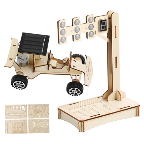GALPADA Kinderfahrzeug Experimentierprojekt Machen Holzwissenschaft Solarbetriebenes Autosignal DIY Zum Bauen Zusammenbauen Modellbausatz Solarverkehrslehre von GALPADA