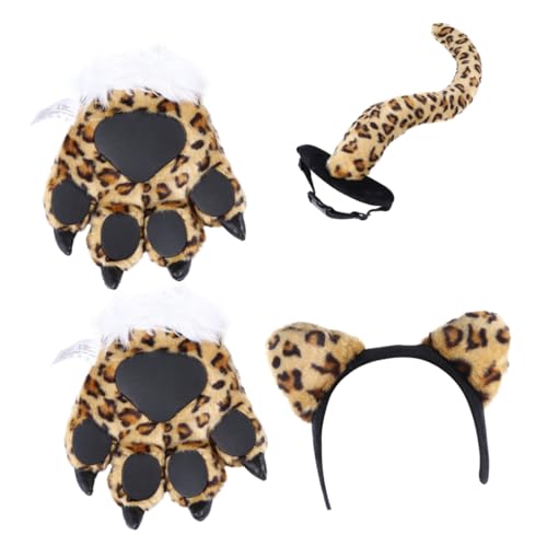 GALPADA Kostümset mit Cartoon Tieren Handschuhe und Stirnband für Kreative Dekoration und Kindergartenaktivitäten Gelber Leopard Hochwertiges und Angenehmes Material von GALPADA