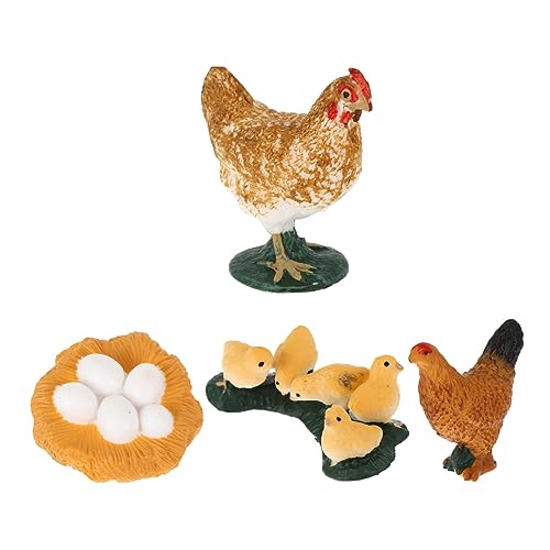 GALPADA Lebensechte Huhn Wachstumszyklus Modell Teiliges Lernspielzeug Simulation Bauernhof Deko Figur für Mädchen und Jungen Lebenszyklus Kognition von GALPADA