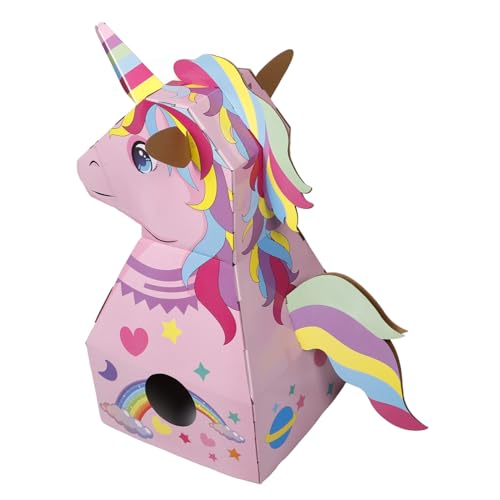 GALPADA Leichtes Tragbares DIY Karton Einhorn Kostüm für Sicherer Papierstoff Fördert Hand Auge Koordination und Kreatives Rollenspiel bei Geburtstagsfeiern und Schulveranstaltungen von GALPADA