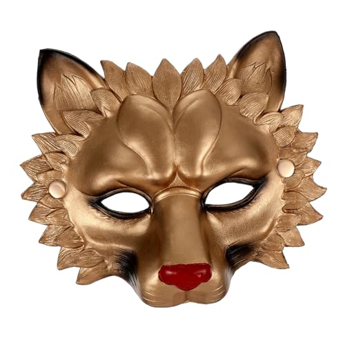 GALPADA Löwenmaske Halloween Party Maske aus Langlebigem PU Realistische Goldfarbene Tierdekoration für Cosplay Maskenball Festival und Tanzveranstaltungen von GALPADA