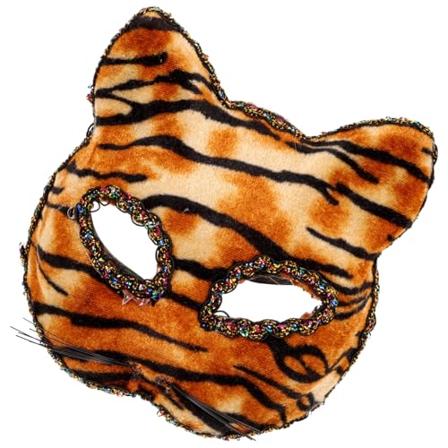GALPADA Maskentanz Halloween-partymaske Halbmaske Halloween-fuchsmaske Faux-maske Halbgesichtsmaske Katzenmaske Halbe Fuchsmaske Tiermaske Therian-maske Abschlussball Stoff Eingewickelt von GALPADA