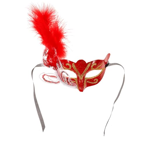 GALPADA Maskerade-Maske Karneval Cosplay-Maske Mit Schnur Geheimnisvolle Lustige Masken Kostümmasken Dekor Venezianische Augenmasken Verkleidung Kopfbedeckung Foto-Requisite Rot von GALPADA