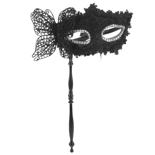 GALPADA Maskerade-Maske Mit Stock Maskerade-Maske Mit Schwarzem Schmetterling Venezianische Maske Karneval-Augenmaske Cosplay-Kostüm-Maske Maskerade-Party-Maske Für Frauen von GALPADA