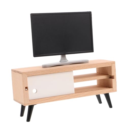 GALPADA Maßstab Realistische LCD Tv Deko für Puppenhaus Wohnzimmer und Schlafzimmer Interaktives für Weiße Tv Möbel für Detailgetreue Wohnzimmerszene von GALPADA