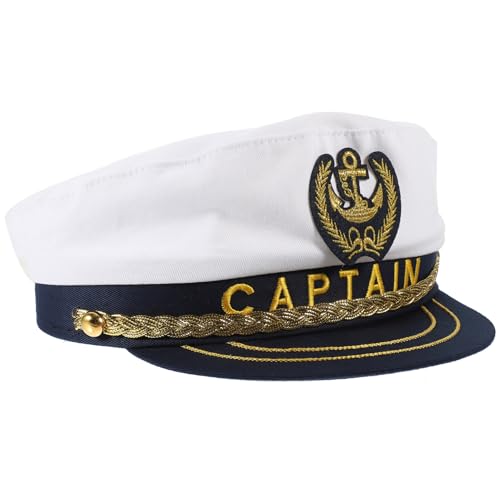 GALPADA Matrosen-Kapitänshüte Goldene Stickerei Boot Schiffe Matrosenhüte Verstellbare Hüte Yacht-Matrosenhut Seekappe von GALPADA