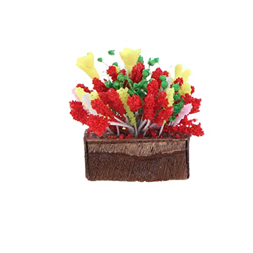 GALPADA Mini Blumen Szene Im Topf Mini Blume Aus Holz Und Künstliche Bambuspflanzen Aus Ton Für Draußen von GALPADA