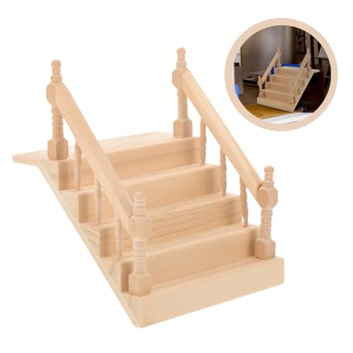 GALPADA Mini Handlauf Treppenstufe Mini Zubehör Puppenhaus Stufen Mini Treppe Modelltreppe Mini Puppenhaus Mini Treppe Mini Zubehör Mini Treppe Beige von GALPADA