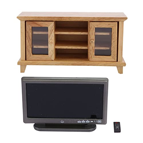 GALPADA Mini Hausbedarf Ornament Puppenhausmöbel Miniaturmöbel Fernseher Miniaturmodelle Mini Haus Layout Kleines Hauszubehör Plastik Fernseher Modell Braun von GALPADA